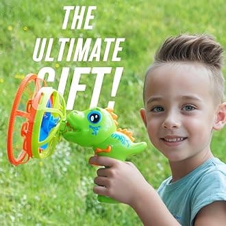 Bubble Gun for Kids Ages 4-8 - Big Bubble Machine for Toddlers 1-3-5 Year Old, Giant Bubble Wand for Outside, Boy Birthday Gifts Ideas, Dinosaur Bubble Blower, Large Bubble Maker, Outdoor Bubble Toys