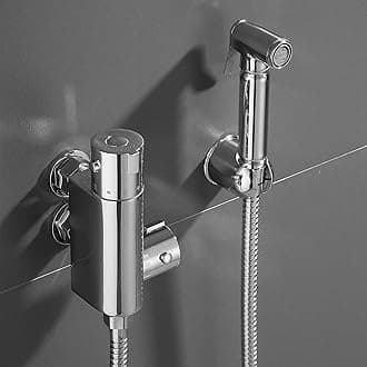 Thermostatic Mixer Bidet Shower Spray Kit, Brass Chrome Sprayer with Dual Control for Water Flow and Water Temperature 20-48℃, Safety Lock 38℃ Anti-Scald for Bidet Toilet Pet Shower Washing
