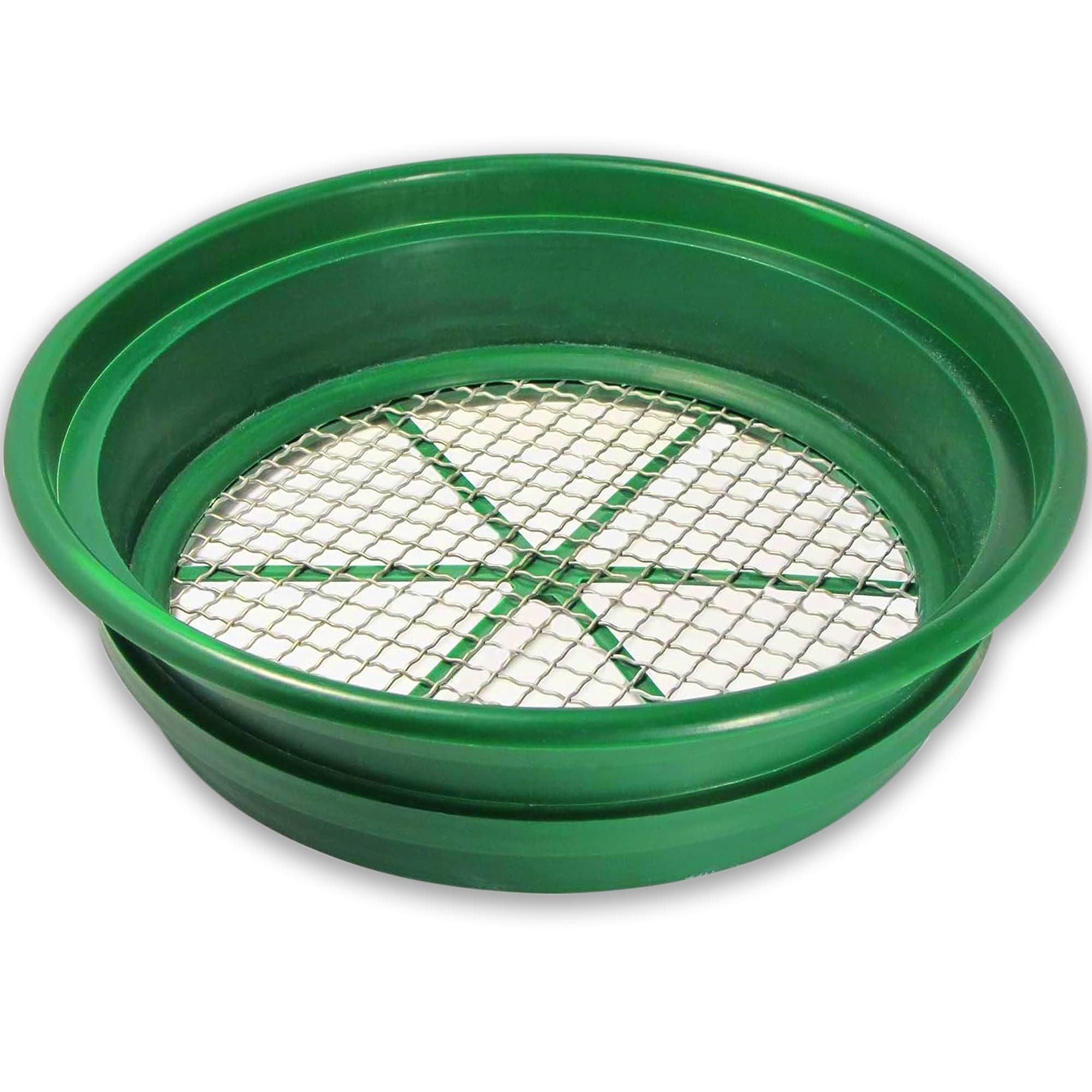 13.25 Inch Wide Stackable Classifier Gold Prospecting Pan - 1/2 Inch Stainless Steel Mesh Sifting Pan, Green