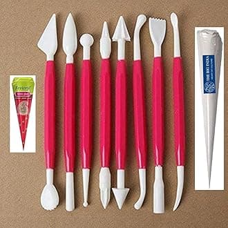 Plastic Ceramic Pottery Tools Set of 8, Carving Double Heads Clay Modelling, Sculpting, Shaping, Fondant Cake Decorating, Polymer Tools for Art & Craft Supplies for Kids, Artist