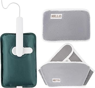 Electric Hot Water Bottle with Soft Fabric Belt and Warm Bag,Rechargeable Hot Water Bag for Shoulders,Waist,Cramps,Neck Pain Relief（Grey