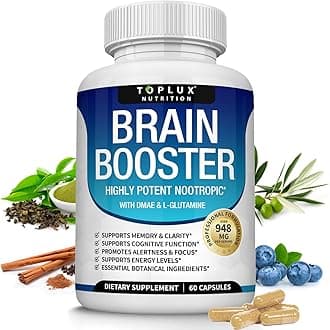 Brain Supplement Nootropic – Brain Pills Vitamin with DMAE, Bacopa Monnieri, L-Gutamine, for Men Women, 60 Capsules, Nutrition