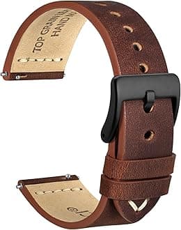 WOCCIAntique Watch Strap, Top Grain Leather, French Wax Thread, Quick Release, Stainless Steel Buckle, Replacement Straps for Men, Band Width 18mm, 20mm, 22mm