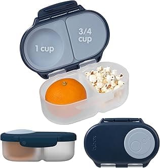Snack Box - Leakproof Mini Bento Box for Kids & Toddlers, 2 Compartment Snack Containers for Kids, Lunch Containers, Dishwasher Safe, BPA Free, PFAS Free, Ages 4m+, 1 3/4 Cup - Midnight