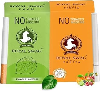 ROYAL SWAG Ayurvedic & Herbal Cigarettes 100% Tobacco-free and Nicotine-free PAAN, Mint Flavour (20 Sticks) | Made with 100% Natural Ingredients - Made in India