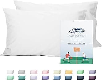 Sunflower King Pillowcases Set of 2, 100% Cotton King Pillow Cases 2, 20×40 inches Bright White, Soft and Breathable