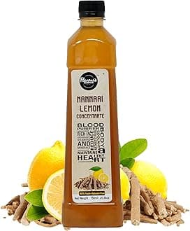 FLAVOURS AVENUE - Nannari Lemon Juice Concentrate, 100% Natural, 750ml Makes 10-15 Drinks, Concentrate for Iced-teas/Hot Tea/Cocktails/Mocktails