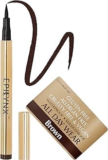 Liquid Eyeliner - Hypoallergenic Eyeliner with Fine Brush Tip, Long-Lasting Waterproof Eye Liner - Cruelty-Free, Vegan, Hypoallergenic, Gluten-Free, Smooth Application Liquid Eye Liner, Brown 2mL