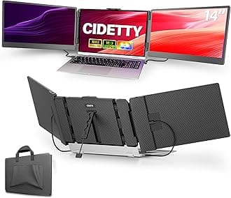Laptop Screen Extender, 14'' FHD 1080P IPS Ultra-Thin Dual/Triple Monitor Display, HDMI/USB-C Plug-Play Portable Monitor for Laptop, Built-in Speakers(Mac, Win, Android)