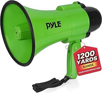 Compact Battery-Operated Megaphone with Siren - 30W Power, Microphone, 2 Modes, PA Sound, Bullhorn, 1200 Yards Range, Foldable Handle for Cheerleading, Police Use (Green)