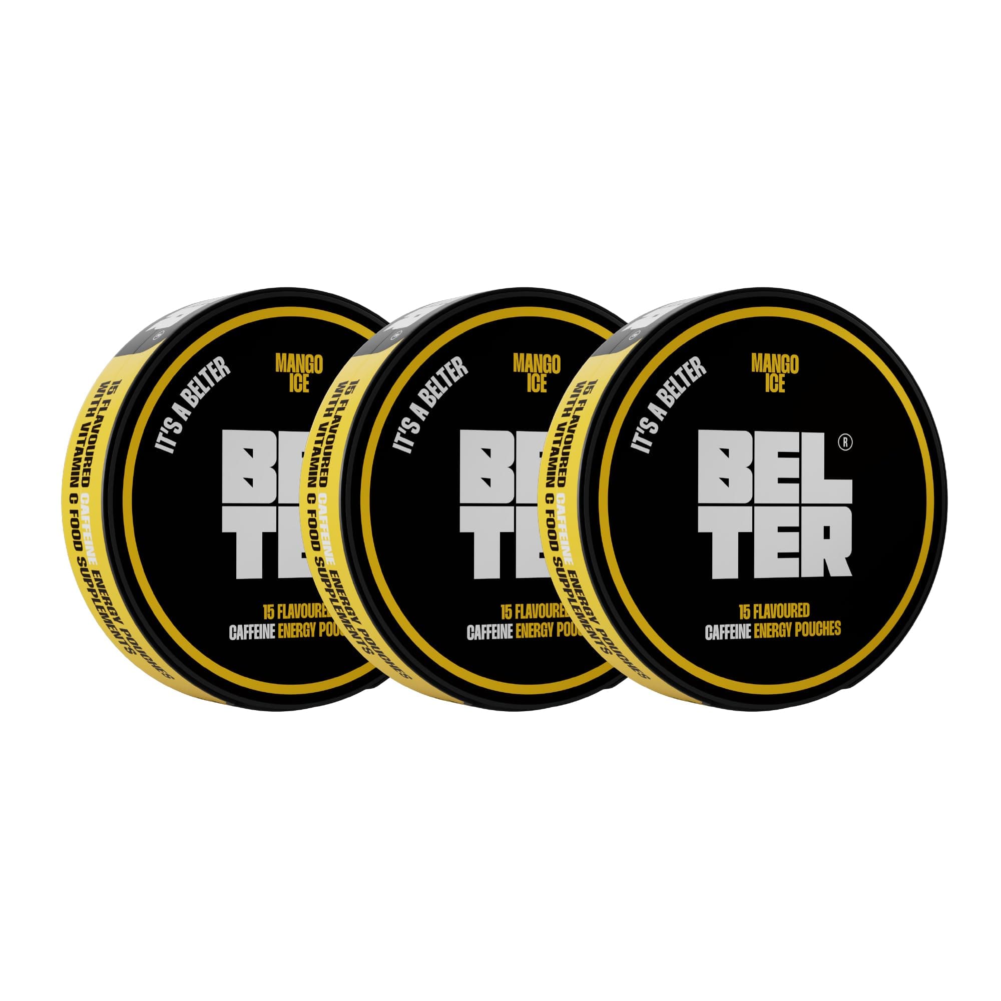 Mango Ice - Caffeine Pouches - Bundle Pack - 45 Count - Fast-Acting - Zero-Calorie Energy Boost - 80mg Caffeine Per Pouch - Sports, Gym, Gaming, & Work