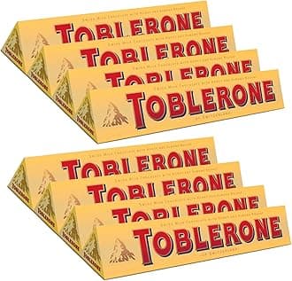 Toblerone Of Switzerland Milk Chocolate With Honey & Almond Nougat-8 Pack Pouch, 8 X 100 Gram