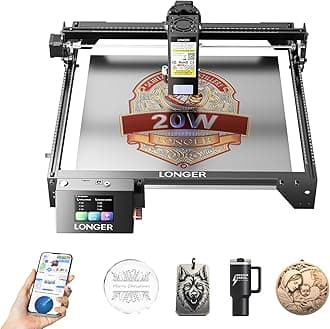 Longer RAY5 New Upgrade Laser Engraver, Laser Cutter 20W Output Power, Engraving Speed Up to 24,000 mm/min, 3.5” Color Touch Screen, App Offline Control, DIY Engraver Tool for Metal/Glass/Wood