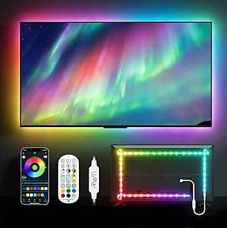 Daymeet LED Lights for TV, 9.8FT RGBICW TV LED Backlight for 32-43 inch TVs, USB Strip Lights Behind TV, Color Changing Sync with Music, Bluetooth App Controlled Led Lights for Bedroom Home Decor