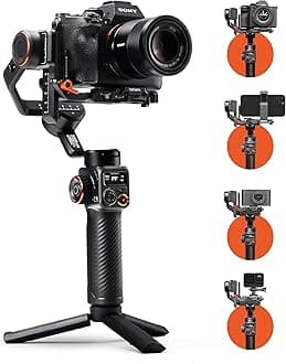 iSteady MT2 Gimbal Stabilizer for Camera, Upgrade 3-Axis Gimbal for Mirrorless/Pocket Camera/Action Camera/Smartphone, OLED Display, Gimbal Stabilizer for Canon/Sony/Nikon/iPhone