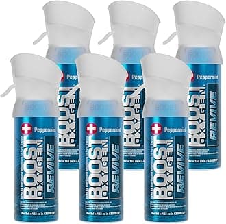 Boost Oxygen Pocket Size Revive Peppermint Aroma 3L Canister | Respiratory Support for Aerobic Recovery, Altitude, Performance & Health (6 Pack)