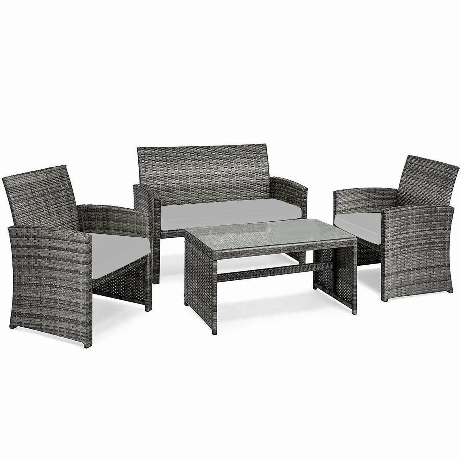 3 Pieces Replacement Cushions Set For Rattan Chairs Sofa Patio Garden Outdoor Furniture Water Resistant Patio Padding Lightweight and Durable (Grey)