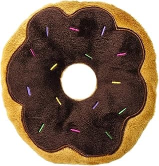 Giftable World 6 Inch Plush Pet Toy Sprinkled Chocolate Donut with Squeaker Dog Chew Toy