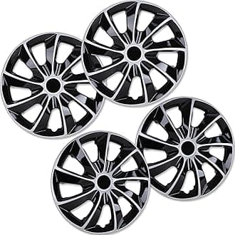 16 Inch Hubcaps,Universal Silver&Black Hubcaps–Set of 4 Wheel Rim Covers,ABS&PC Material Hub Protection Cap,Snap-on Replacement for Car,Pickup Truck,SUV-16 Silver&Black Lacquer 4-Pack