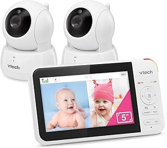 VTech VM924-2 Video Baby Monitor with 2 Cameras, Pan and Tilt, Baby Monitor with 5 inch LCD Screen, Up to 17 Hrs Battery Life, 1.33x Zoom, Night Vision, 300m Long Range, Soothing Sounds, 2-Way Talk