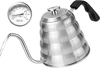 Tea Kettle with Thermometer Pot Silver Gooseneck Kettle Teapot Pour Over Coffee Kettle with Thermometer 40 floz/1200ml Gooseneck Kettle with Thermometer - Premium Stainless Steel Coffee