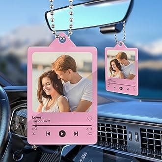 Custom Personalised Hanging Accessories with Photo Song for Rear View Mirror, Drive Safe Car Interior Decorations Gifts, Custom Mirror Hanging Accessories