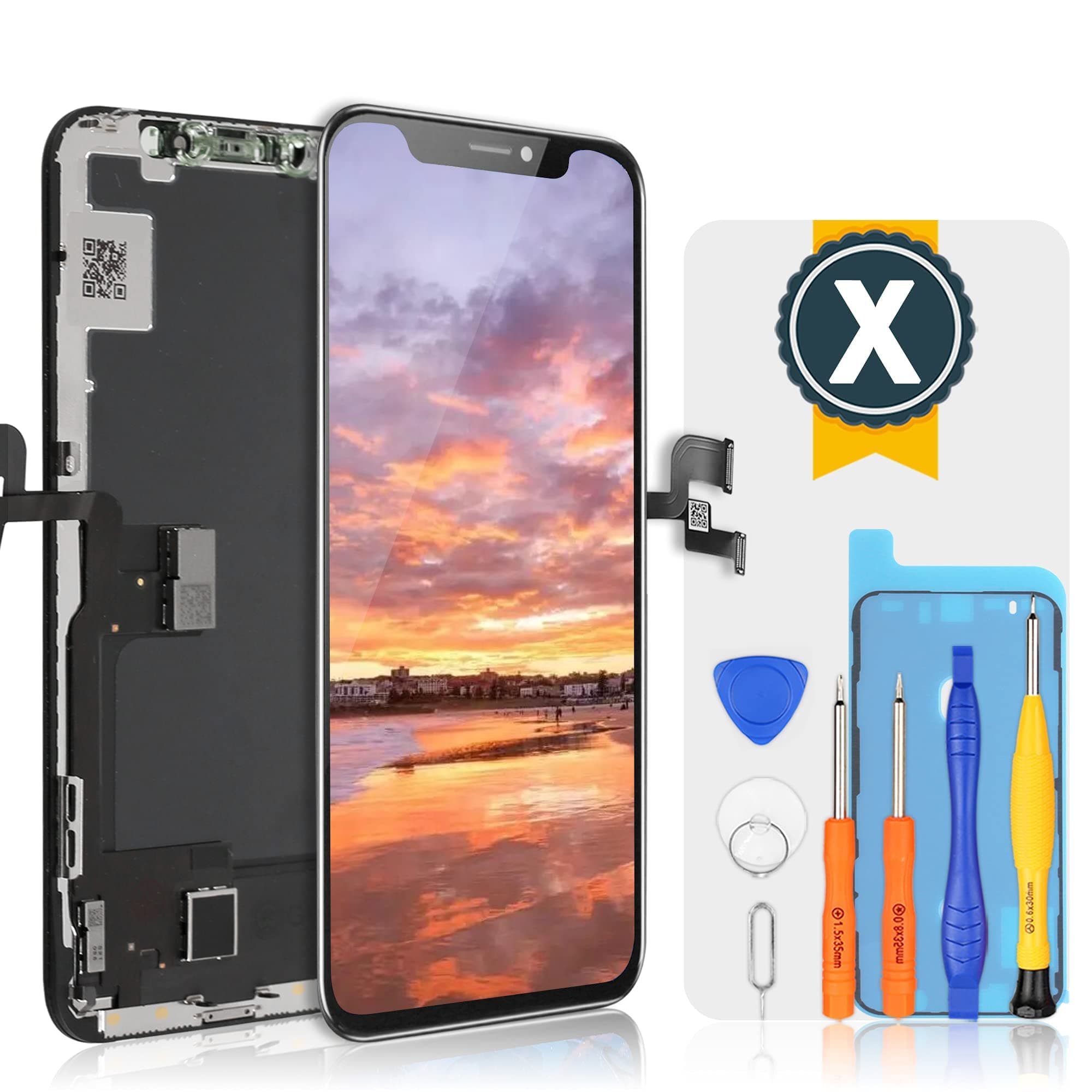 bokman For iPhone X Display Replacement Screen Black LCD Glass Touch Screen Compatible with Model A1865, A1901, A1902