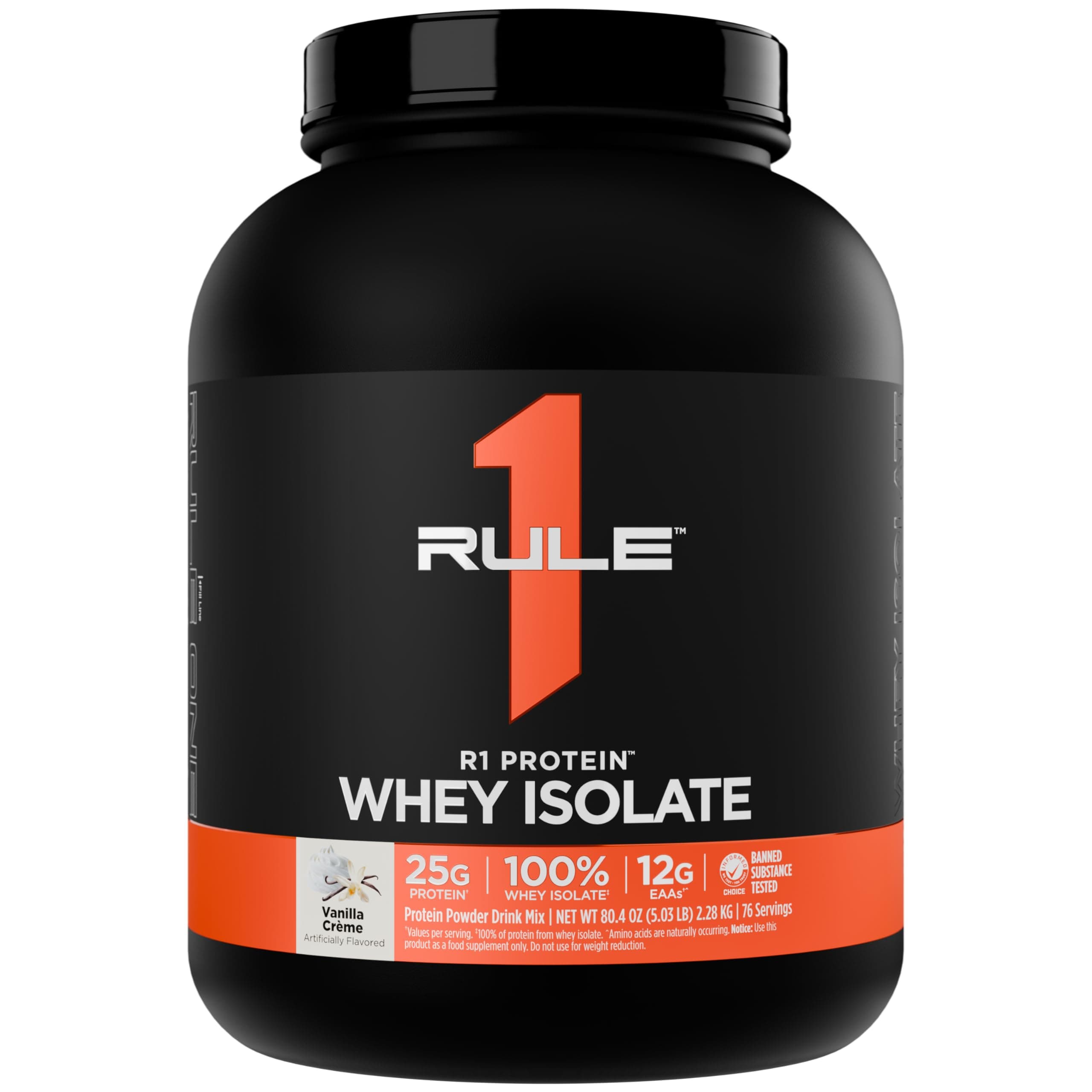 Rule 1 Proteins R1 Protein Whey Isolate - with 25g Protein & 6g BCAA Exclusively from Isolated & Hydrolyzed Sources for Workout Recovery (5 Pounds, Vanilla Creme)