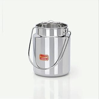 - Sumeet Stainless Steel Akhand Jointless Milk Can with Lid|4000 ml Capacity,18 cm Diameter|Durable Oil Pot and Milk Barni for Kitchen Storage|Ideal for Storing and Carrying Milk,Oil and Ghee,Silver