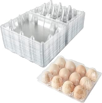 Plastic Egg Cartons Bulk, 48 Packs Empty Clear Plastic Egg Carton Holds Up to 12 Eggs, Reusable Chicken Egg Tray Holders for Family Pasture Chicken Farm, Business Market Display,