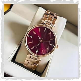 Women Analogue Wrist Watches for Women's & Girls&Miss&Ladies Diamond Studded Dial Rosegold Colored Stylish Bracelet Strap