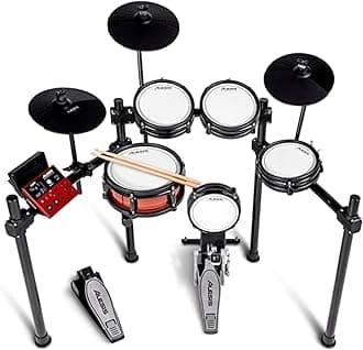 Alesis Nitro Pro Electric Drum Set with Dual-Zone Quiet Mesh Pads, 500+ Authentic BFD Sounds, Bluetooth, Drumeo, USB MIDI, Double Kick Compatible