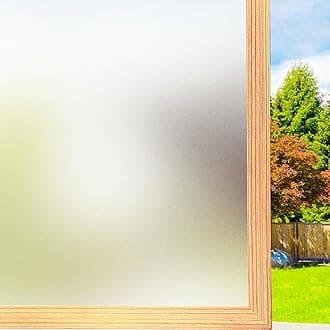 Frosted Glass Window Privacy Film Non-Adhesive Static Cling Bathroom Decorative Stickers Heat Control UV Blocking Opaque Glass Window Coverings Film for Home Front Door Office (29.5 Inch x 13.1 Feet)