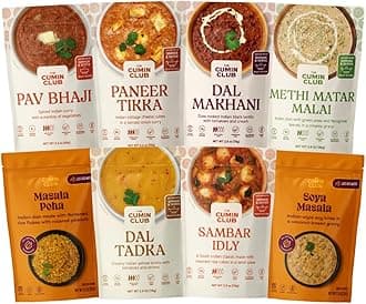 - Variety Pack | 8 Authentic Indian Meals | Ready in 5 Minutes, Just Add Water | All-Natural, No Preservatives | Vegetarian-Friendly