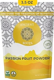 Ancient Roots Passion Fruit Powder- All-Natural Food Coloring, Flavoring Powder, Filled with Antioxidants, Vitamin C, and Fiber, Cocktail Mix, Smoothie Mix -Stocking Stuffers , 25 Servings (3.5