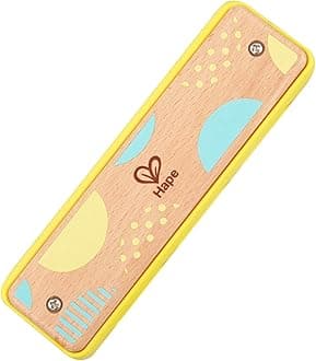 HapeBlues Harmonica | 10 Hole Wooden Musical Instrument Toy for Kids, Yellow (E8919)