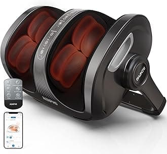 RENPHOFoot Massager Machine with Heat, Shiatsu Foot and Calf Massager with Remote, Offer Deep Kneading Rolling Ankle, Leg Massage, Fits Up to US Men and Women Feet Size 14,Silve