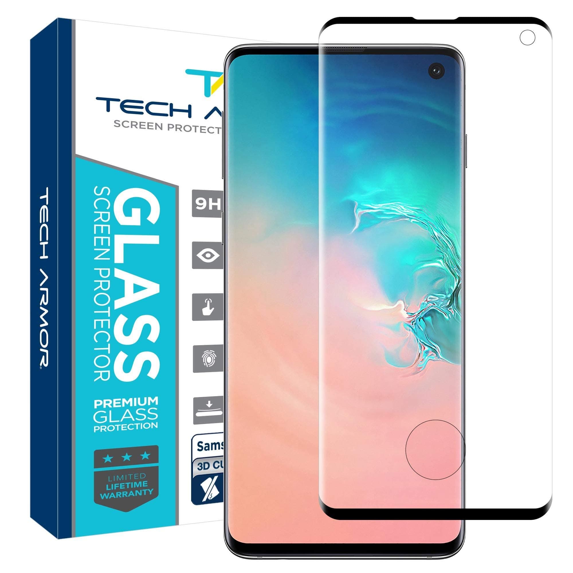 Tech Armor Ballistic Glass 3D Curved Screen Protector Designed for Samsung Galaxy S10 (2019) Tempered Glass 1 Pack