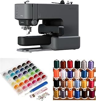 Brother Skitch Embroidery Machine - Precision Single-Needle Stitching with Speed Control and LCD Display Bundle with 24 Assorted Colors Thread, and 36 Pieces Bobbins (3 Items)