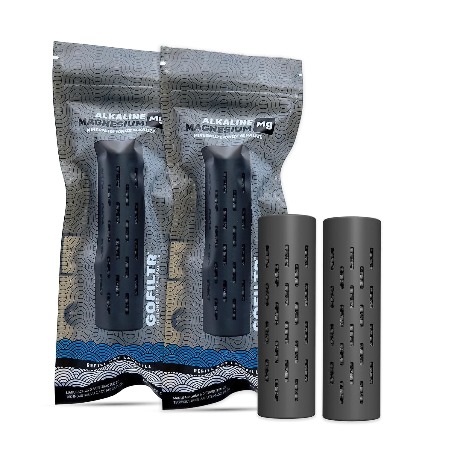 Magnesium Alkaline Water Infuser (2 Pack) 9.5 pH + Electrolytes for Any Water Bottle/Small Pitcher, 750 Refills / 3 Months, 2 Ionized Mineral Water Infusers