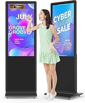 49-inch Digital Signage Display, 2K LCD Touchscreen Indoor Floor Standing Digital Kiosk, Auto Media Player Advertising Display Poster with Android OS Remote Control, HDMI/WiFi/USB