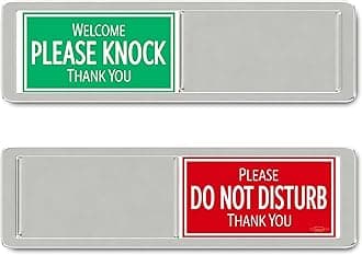 Green & Red Please Do Not Disturb Sign, Welcome Please Knock Office Decor, Do Not Disturb Door Hanger Sign Alternative, In a Meeting Signs for Office Doors, 7x2 Meeting in Progress Signs
