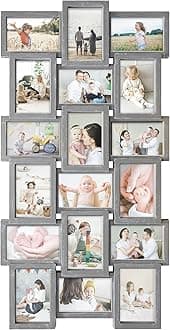 HELLO LAURA - 4x6 Picture Frame Collage With 18 Openings for Wall - Large Photo Frame Collage Wall Decor for Living Room Bedroom - Elegant Grey