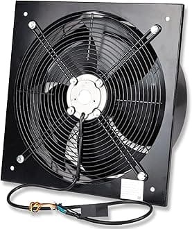 Industrial Extractor Axial Exhaust Ventilation Commercial Air Blower Fan 350mm / 14" (4 Pole) 4650m3/h [Energy Class A++] Black (Heavy Duty Metal Without Speed Control Regulator)