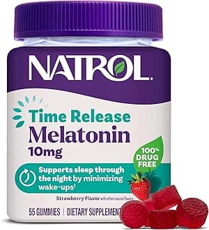 10 mg Melatonin Gummies, Time Release Sleep Gummies for Adults, Minimize Wake Ups, Strawberry-Flavored, 55 Count, 55 Day Supply