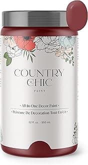 Country Chic All-in-One Chalk Paint for Furniture, Cabinets, Home Decor, Eco-Friendly, Matte Finish, Built-In Primer & Top Coat for Wood, Metal - Cranberry Sauce (red) - Quart 32 oz (950 ml)