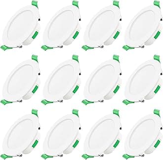 ALUSSO LED Downlights Dimmable 7W IP44 Slim Recessed Ceiling Lights, 3CCT 3000K Warm 4000K Neutral 6500K Cool Adjustable Bathroom Spotlights, White, 12 Pack [Energy Class D]