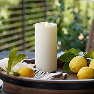 Luminara Outdoor Moving Flame Pillar Flameless LED Candle, Plastic, Ivory (6.5-inch)