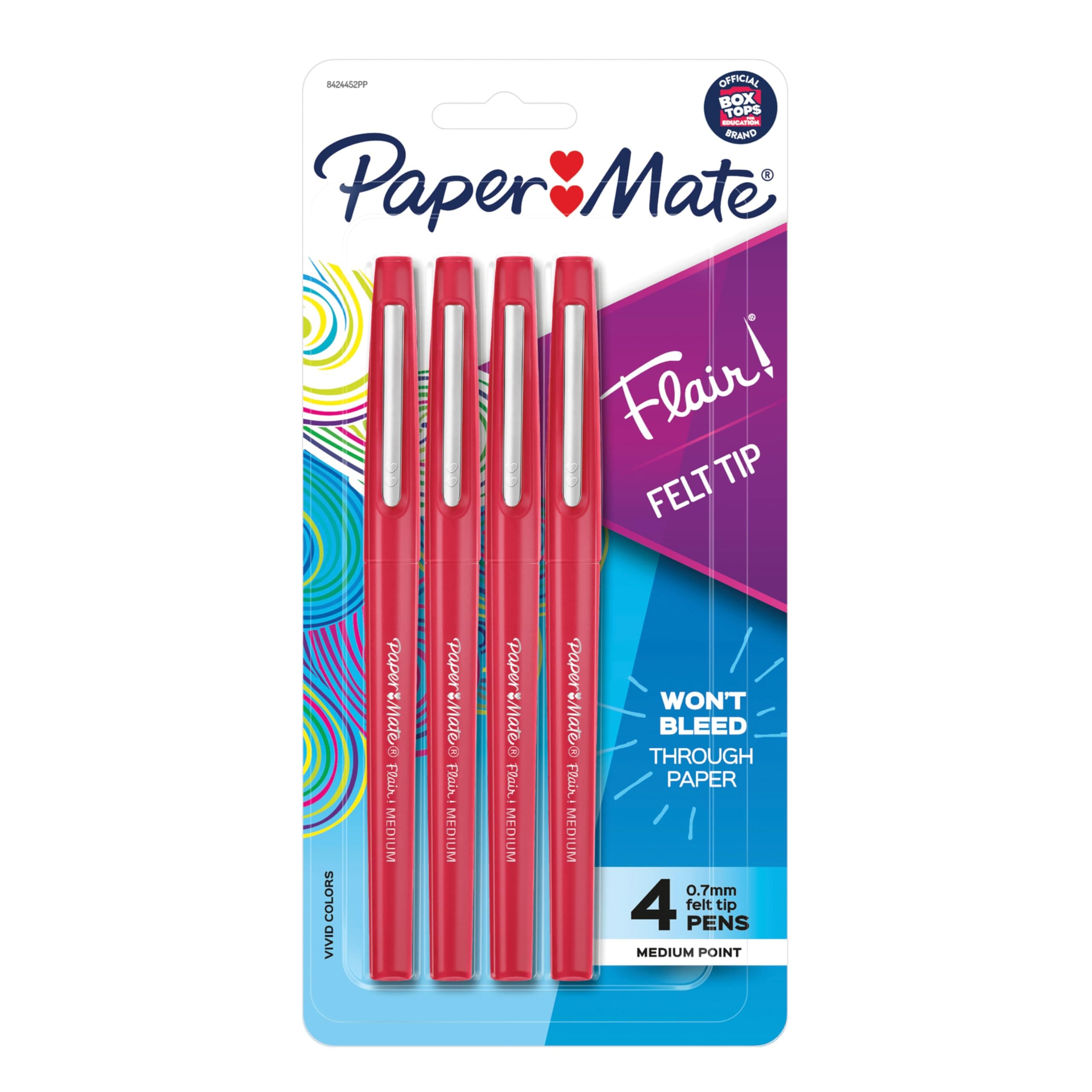 Flair Felt Tip Pens Medium Point (0.7mm) Red 4 count