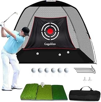 Gagalileo Golf Hitting Net Backyard Driving: 12x7FT Professional Backstop with Silent Velvet Target Portable Practice for Men Dad Complete Sport Set Gift